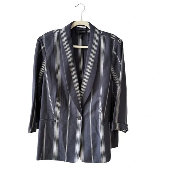 Lane Bryant The Bryant Linen Blend Blazer Jacket Plus Size 22 Blue Academia Work - Picture 11 of 11